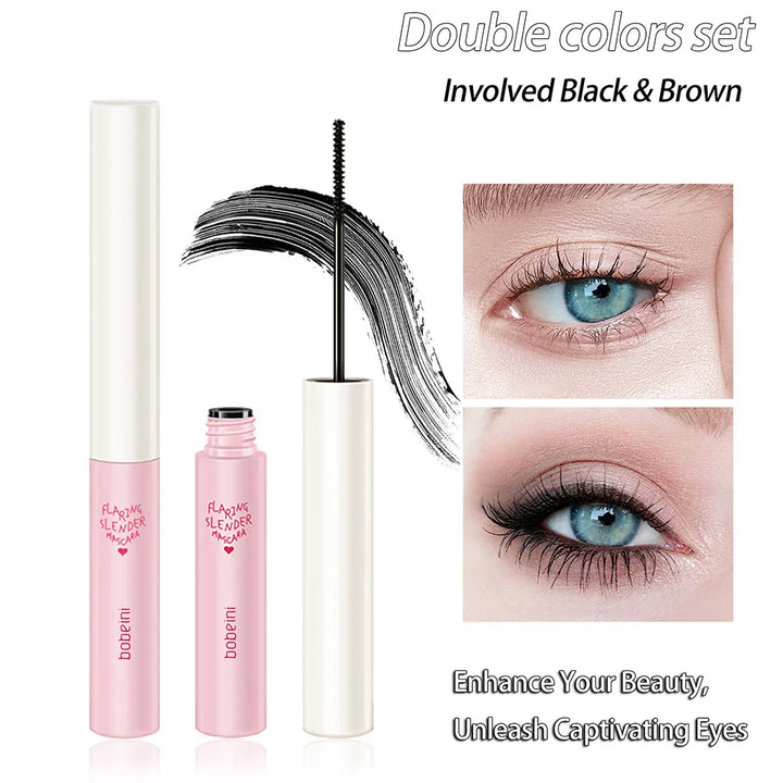 Silk Fiber Curling Mascara, Ultra-Fine Brush, Lengthening &amp; Volumizing, Waterproof, Smudge-Proof, Long-Lasting, Unisex, Eye Safe