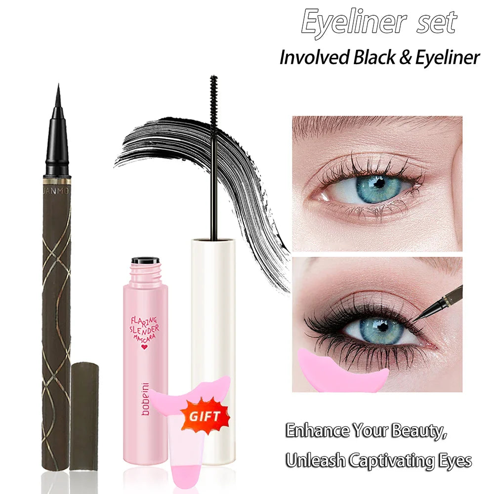 Silk Fiber Curling Mascara, Ultra-Fine Brush, Lengthening &amp; Volumizing, Waterproof, Smudge-Proof, Long-Lasting, Unisex, Eye Safe