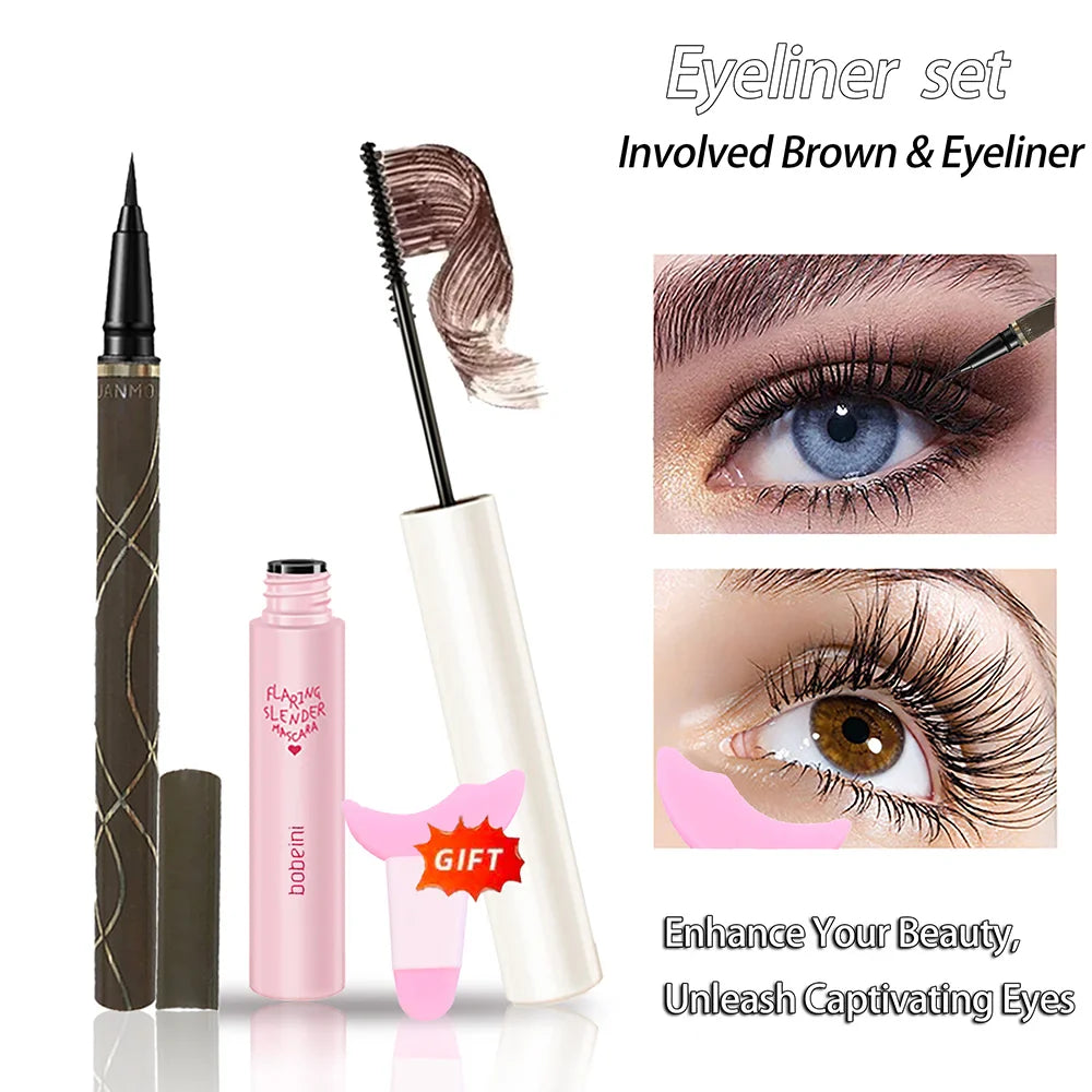 Silk Fiber Curling Mascara, Ultra-Fine Brush, Lengthening &amp; Volumizing, Waterproof, Smudge-Proof, Long-Lasting, Unisex, Eye Safe