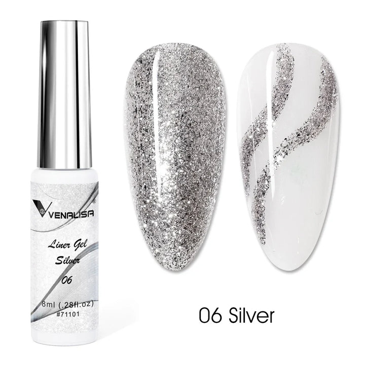 Venalisa Liner Gel 8ml French Nail Gel Polish UV LED Painting Gel Nail Art Design Gorgeous Glitter Color DIY Drawing Polish