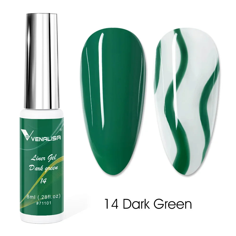 Venalisa Liner Gel 8ml French Nail Gel Polish UV LED Painting Gel Nail Art Design Gorgeous Glitter Color DIY Drawing Polish