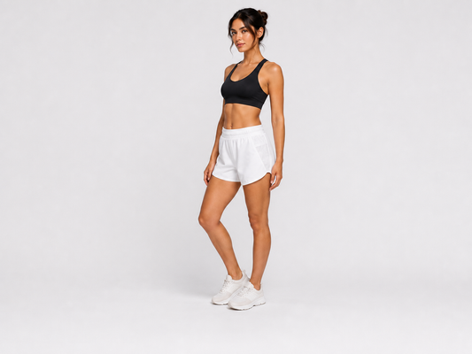 Women's Running Shorts – White | Elastic Waist with Built-In Liner