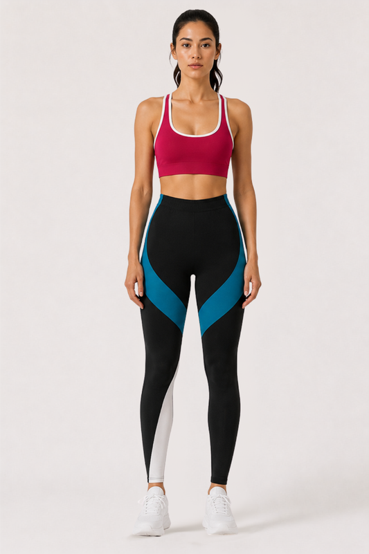 Women's Racerback Sports Bra – Berry Magenta with White Binding | Medium Support