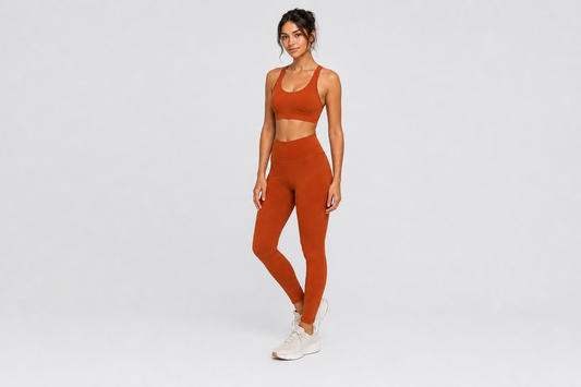 Women's Ribbed Racerback Sports Bra – Rust Terracotta | Medium Support