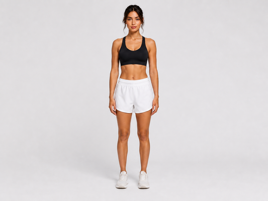 Women's Running Shorts – White | Elastic Waist with Built-In Liner