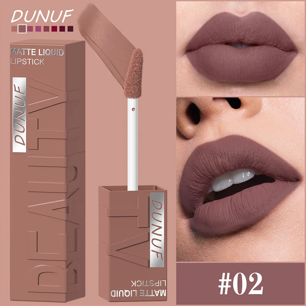Matte Velvet Lipstick Lip Gloss Waterproof Smooth Long-Lasting Non-sticky Non-transfer Deep Red Nude Y2K Daily&amp;Party Makeup Gift
