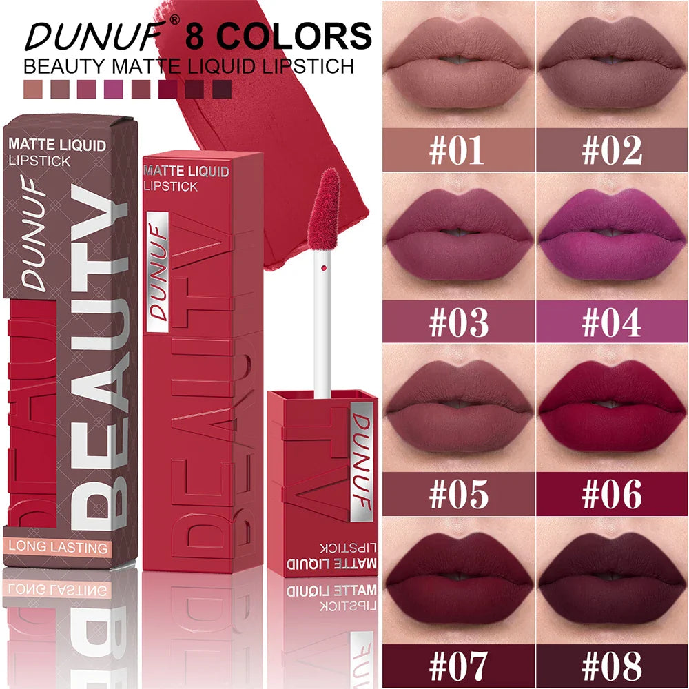 Matte Velvet Lipstick Lip Gloss Waterproof Smooth Long-Lasting Non-sticky Non-transfer Deep Red Nude Y2K Daily&amp;Party Makeup Gift
