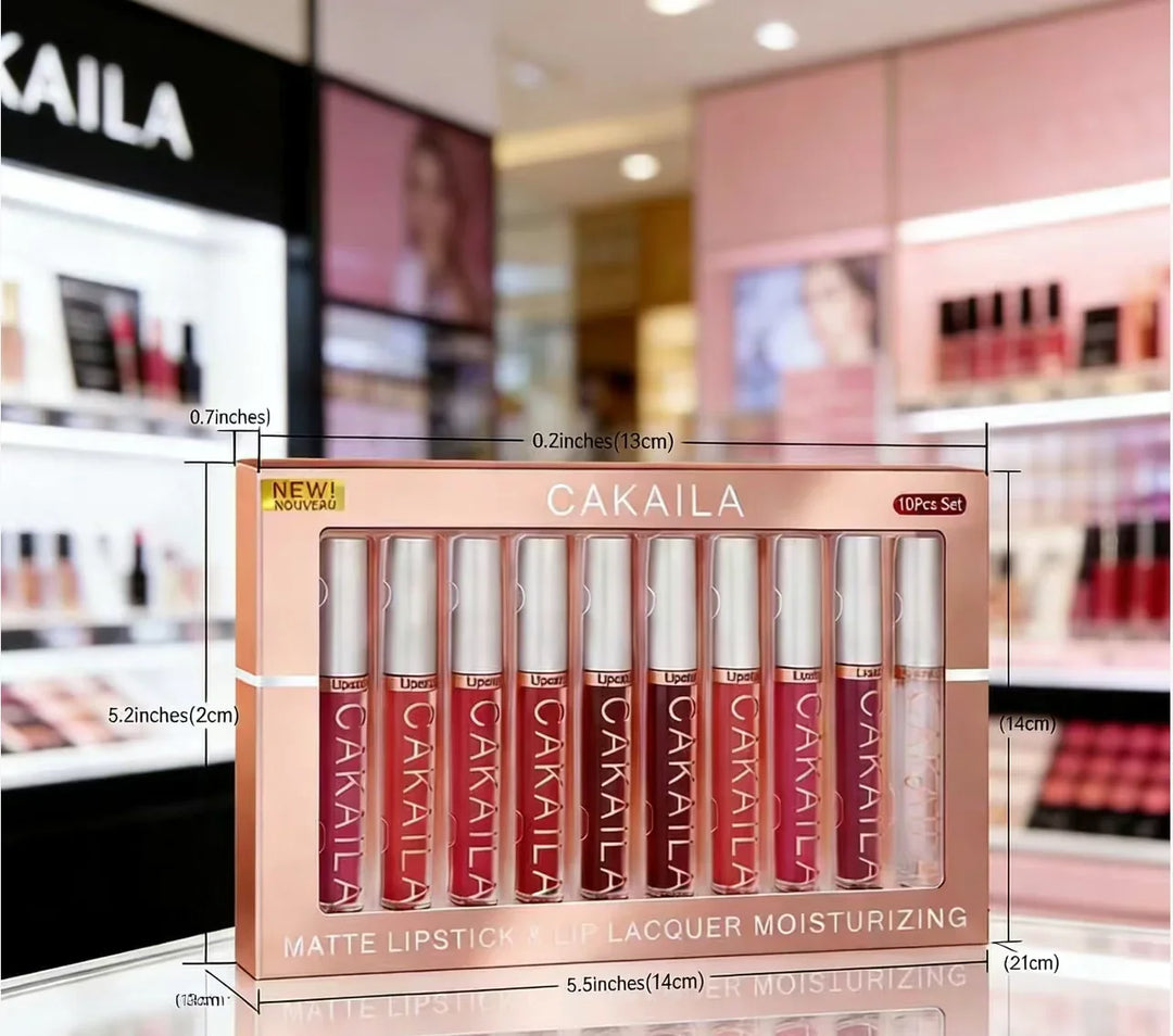 Matte Liquid Lipstick Lip Oil 10pc/set, Waterproof Velvet Lip Gloss Long Lasting Non-transfer Nude Red Pink Daily &amp;Party Makeup