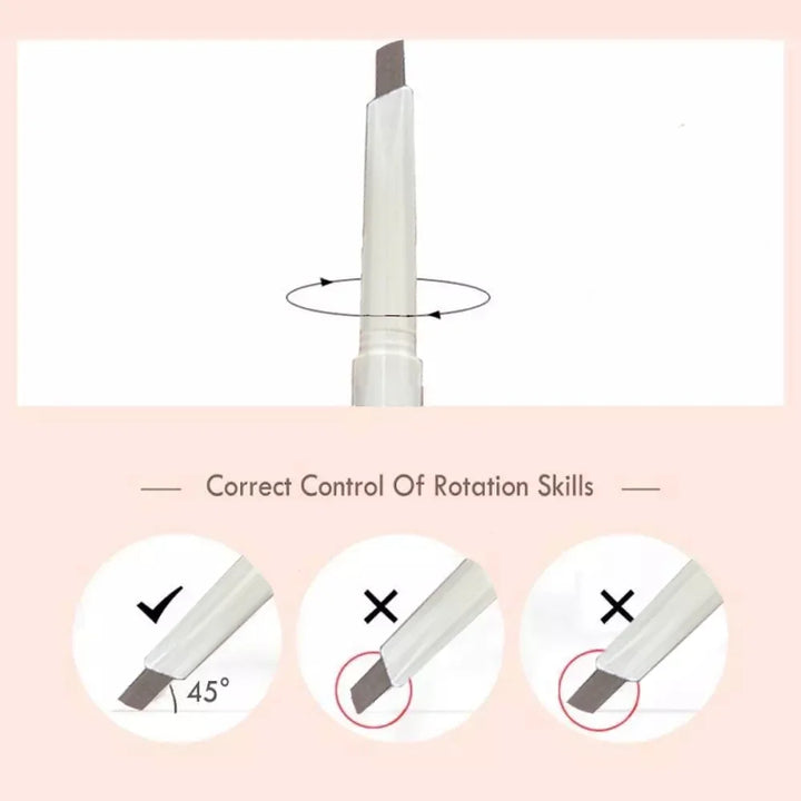 Thin-Head Double-Ended Eyebrow Pencil – Waterproof, Long-Lasting, Auto-Rotate, Brush Tip, Contour, Natural, Certified, Unisex