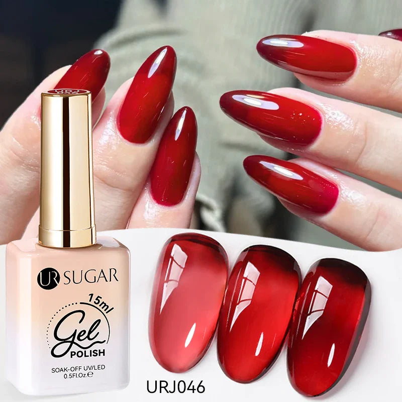 UR SUGAR 15ml Jelly Milky White Translucent Color Gel Polish Semi Permanent UV Gel Nail Art Soak Off Gel Varnish Latest Fashion