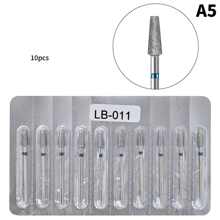 10Pcs Diamond Milling Cutter For Manicure Electric Nail Drill Bits Accessory Pedicure Machine Nail File Gel Remover Tool