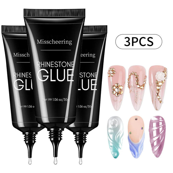 30g Nail Rhinestone Glue for Nails Super Strong Gel Nail Glue for Nail Charm 3D Nails Bling Gel Decoration Gem Nail Art Diamonds