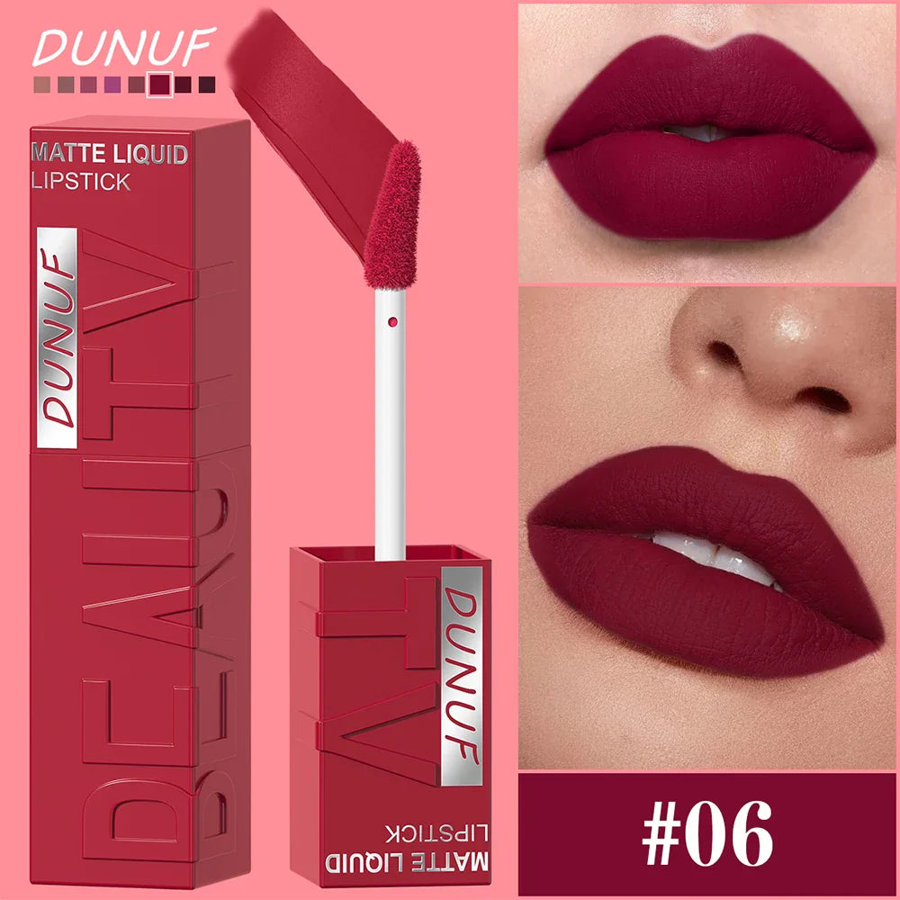 Matte Velvet Lipstick Lip Gloss Waterproof Smooth Long-Lasting Non-sticky Non-transfer Deep Red Nude Y2K Daily&amp;Party Makeup Gift