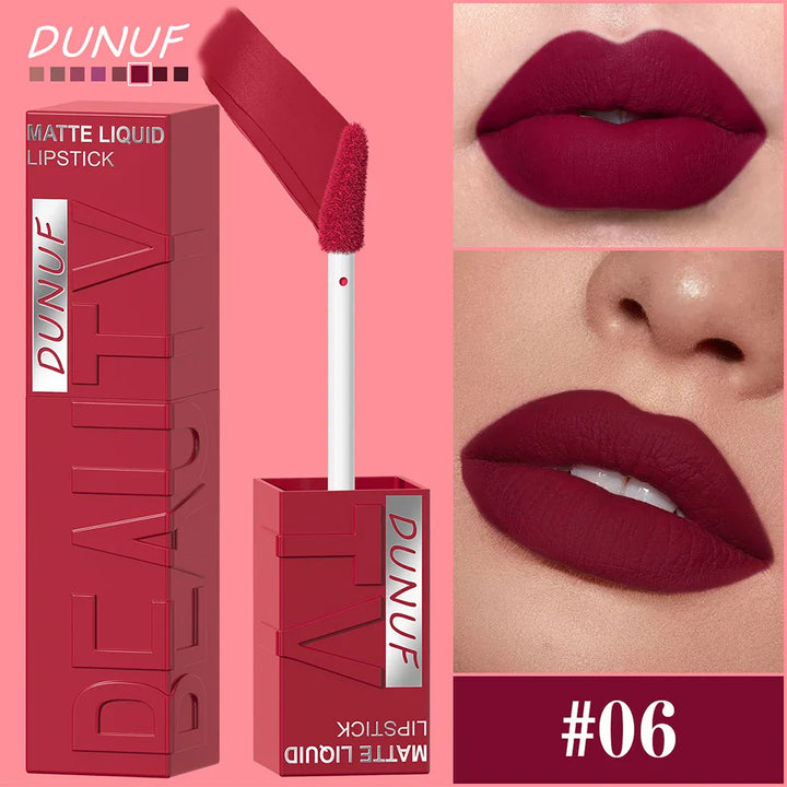 Matte Velvet Lipstick Lip Gloss Waterproof Smooth Long-Lasting Non-sticky Non-transfer Deep Red Nude Y2K Daily&amp;Party Makeup Gift