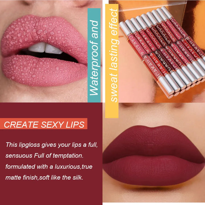Matte Liquid Lipstick Lip Oil 10pc/set, Waterproof Velvet Lip Gloss Long Lasting Non-transfer Nude Red Pink Daily &amp;Party Makeup