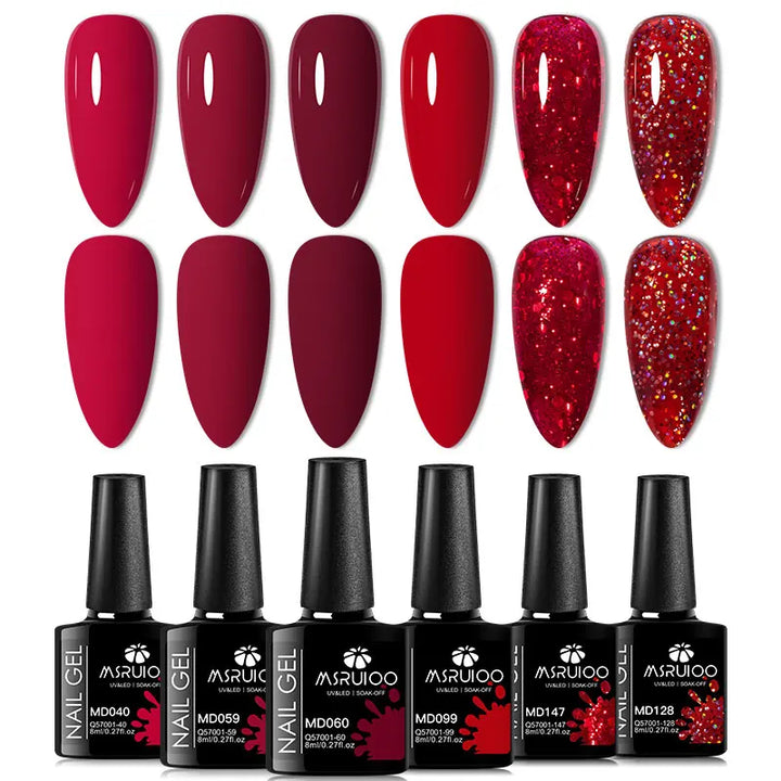 6pc Nail Gel Polish Set All-Season Ultra Pigmented Semi Permanent UV Painting Gel For Nails Salon DIY Manicure Varnish Design