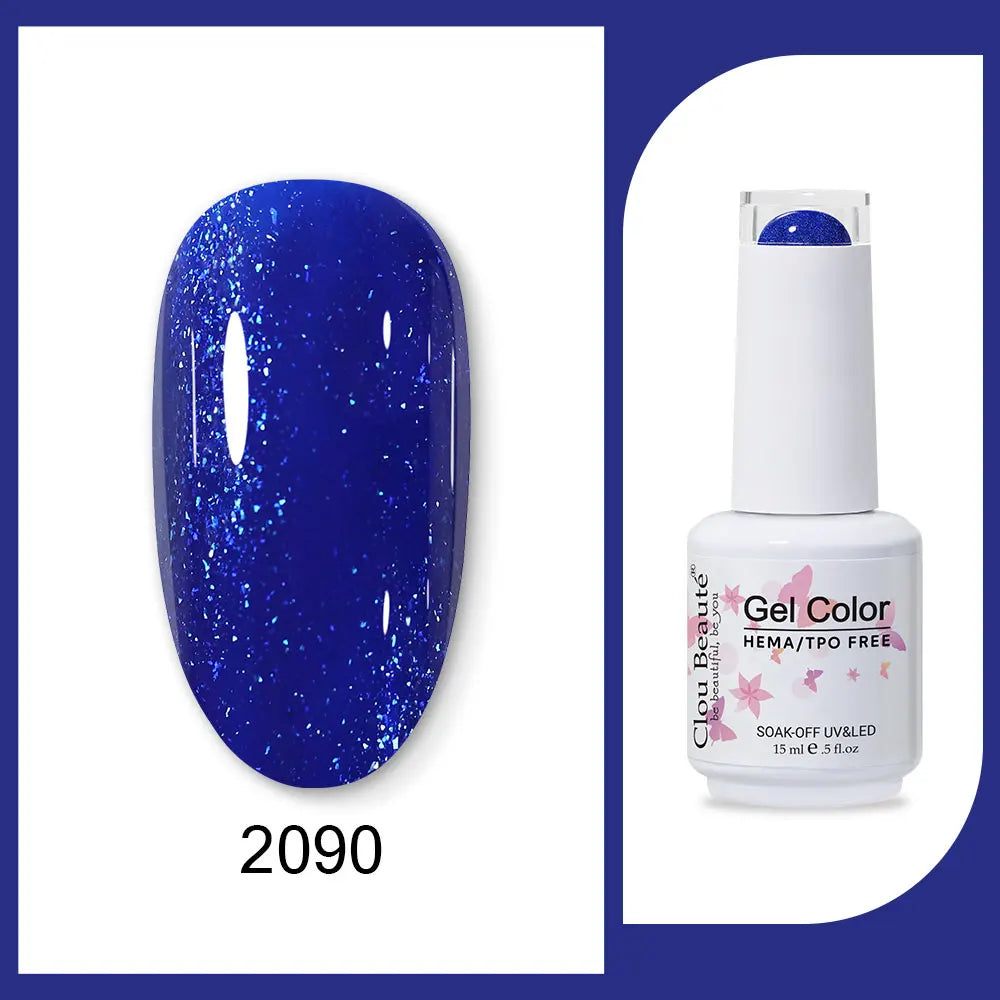 Clou Beaute 15ml Red Black White Green Neon Gel Nail Polish Base Top Coat Velvet Top 400 Colors Semi Permanent Gel Nail Varnish