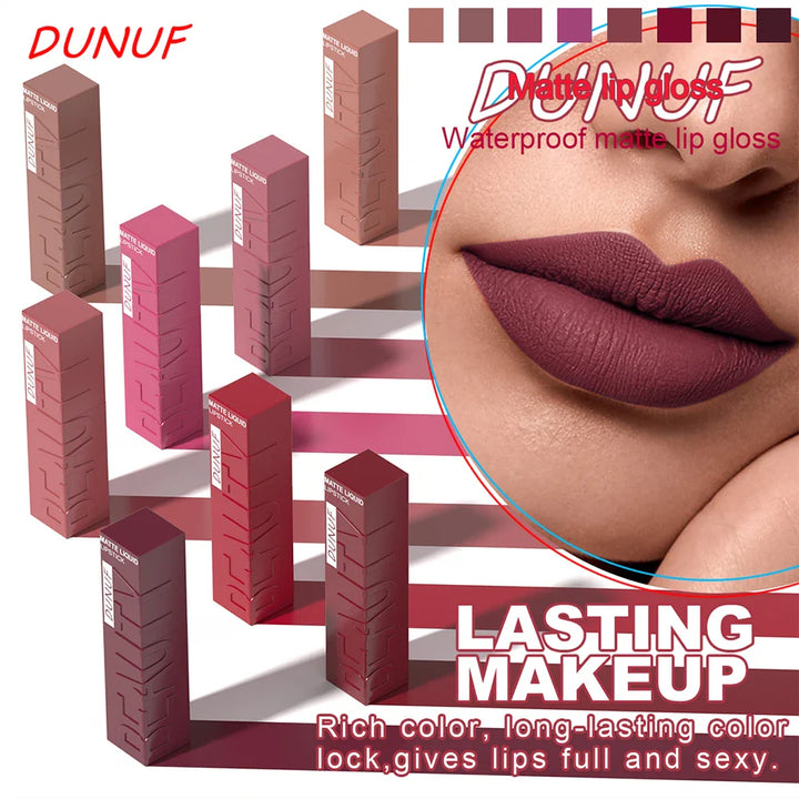 Matte Velvet Lipstick Lip Gloss Waterproof Smooth Long-Lasting Non-sticky Non-transfer Deep Red Nude Y2K Daily&amp;Party Makeup Gift