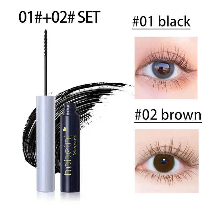 Silk Fiber Curling Mascara, Ultra-Fine Brush, Lengthening &amp; Volumizing, Waterproof, Smudge-Proof, Long-Lasting, Unisex, Eye Safe