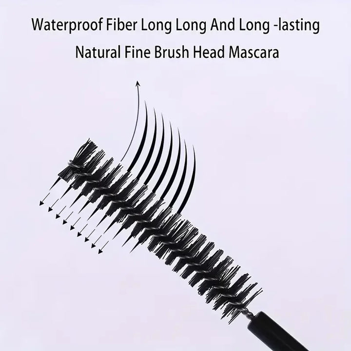 Silk Fiber Curling Mascara, Ultra-Fine Brush, Lengthening &amp; Volumizing, Waterproof, Smudge-Proof, Long-Lasting, Unisex, Eye Safe