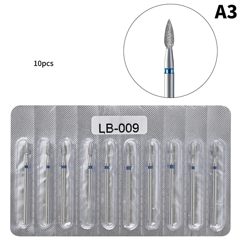 10Pcs Diamond Milling Cutter For Manicure Electric Nail Drill Bits Accessory Pedicure Machine Nail File Gel Remover Tool