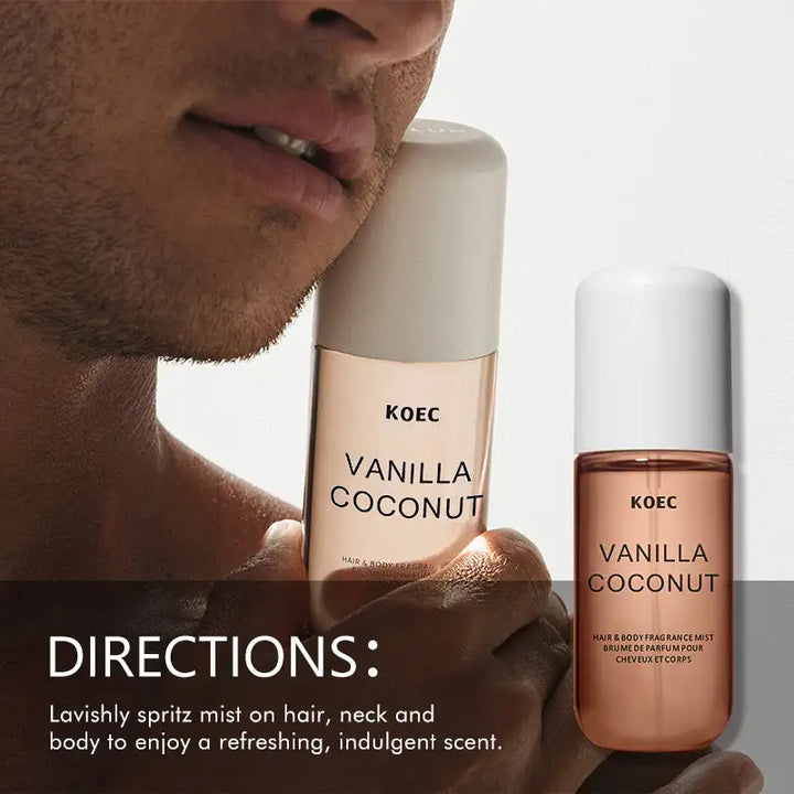 KOEC Vanilla &amp; Coconut Fragrance Mist Perfume Refreshing Moisturizing Triple Notes Plant Fragrances Propylene Glycol