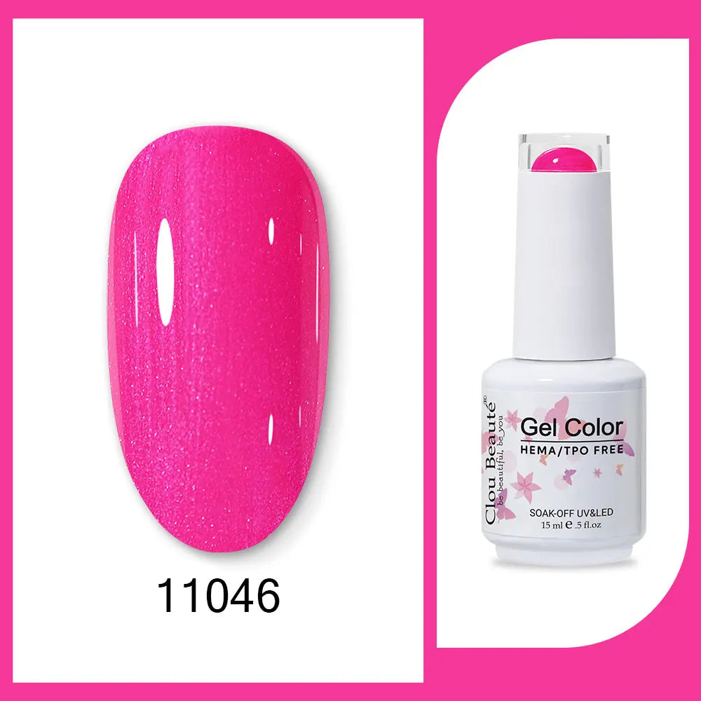 Clou Beaute 15ml Red Black White Green Neon Gel Nail Polish Base Top Coat Velvet Top 400 Colors Semi Permanent Gel Nail Varnish