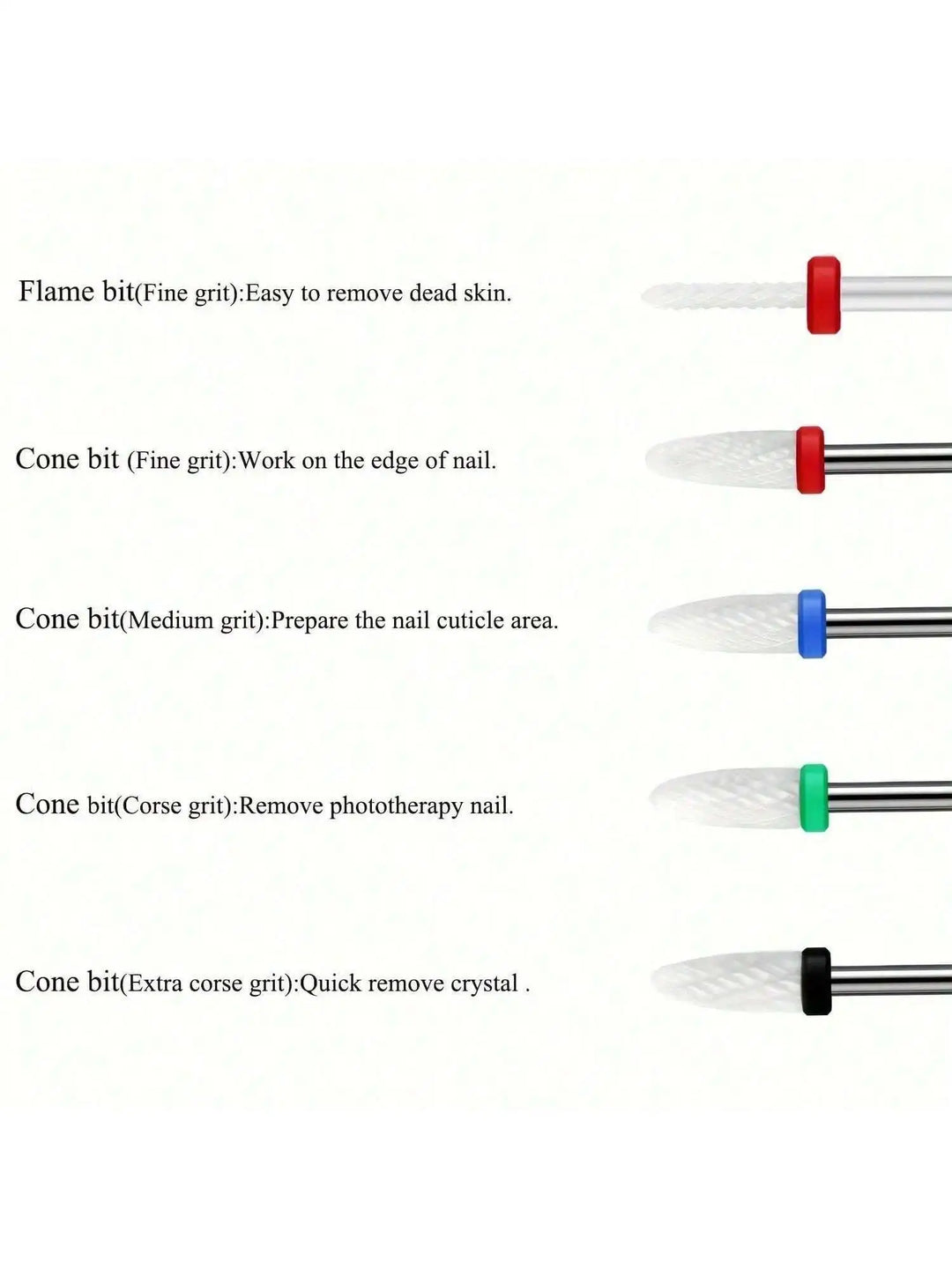 10pcs Milling Cutter Ceramic Nail Drill Bits Electric Manicure Files Kit Cuticle Remove Burr Gel Polish Tools Accessories