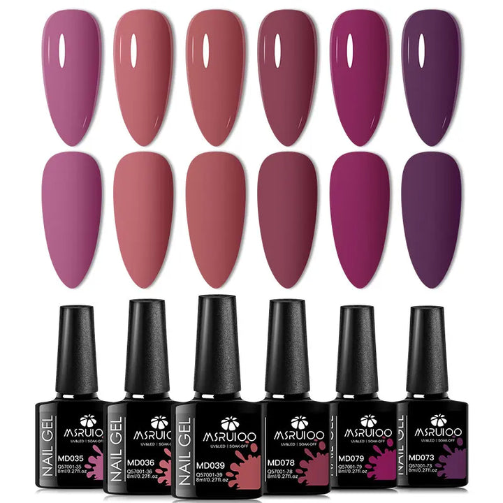 6pc Nail Gel Polish Set All-Season Ultra Pigmented Semi Permanent UV Painting Gel For Nails Salon DIY Manicure Varnish Design