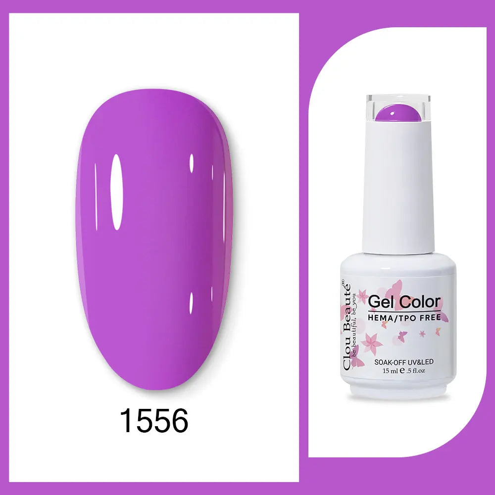 Clou Beaute 15ml Red Black White Green Neon Gel Nail Polish Base Top Coat Velvet Top 400 Colors Semi Permanent Gel Nail Varnish