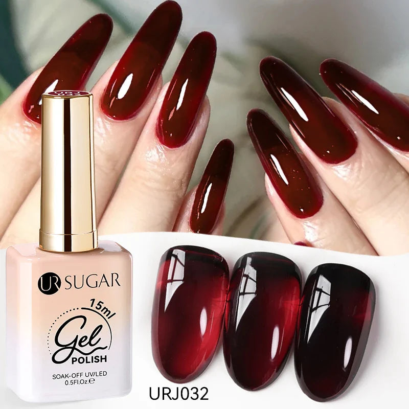 UR SUGAR 15ml Jelly Milky White Translucent Color Gel Polish Semi Permanent UV Gel Nail Art Soak Off Gel Varnish Latest Fashion