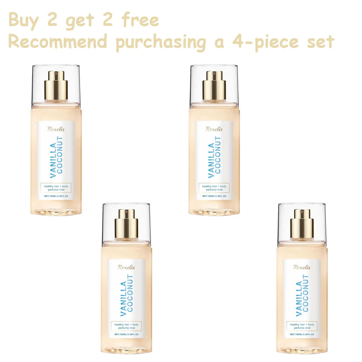 Vanilla Coconut Body Hair Mist - Long Lasting Fresh Romantic Fragrance, Travel Size Portable Spray Women Men Daily &amp; Dating Use
