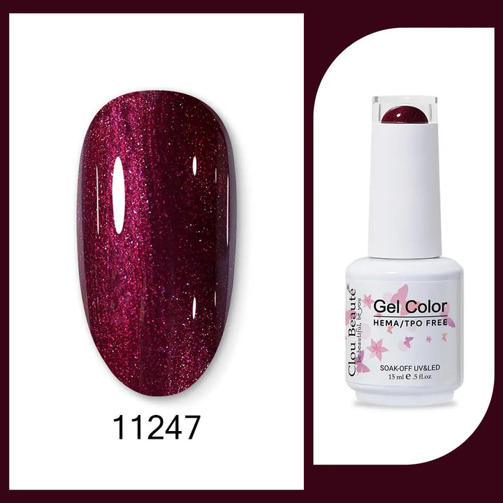 Clou Beaute 15ml Red Black White Green Neon Gel Nail Polish Base Top Coat Velvet Top 400 Colors Semi Permanent Gel Nail Varnish