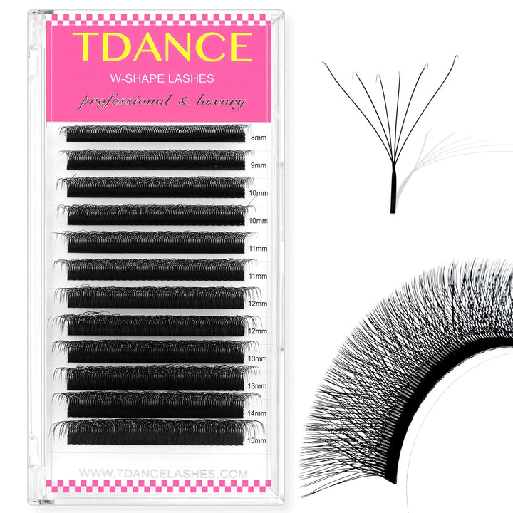 TDANCE 3D 4D 5D 6D Premade Fans Eyelash Extension W Style Faux Mink Natural Soft Bloom Lash Automatic Flowering Volume Eyelashes