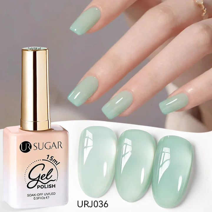 UR SUGAR 15ml Jelly Milky White Translucent Color Gel Polish Semi Permanent UV Gel Nail Art Soak Off Gel Varnish Latest Fashion