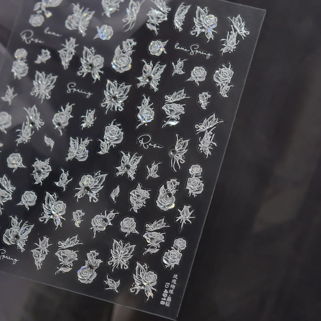 5D Metal Fish Nail Art Stickers Tiny Ocean Shoal of Fish Foil Waves Summer Beach Self Adhesive Decoration Manicure Decal DIY