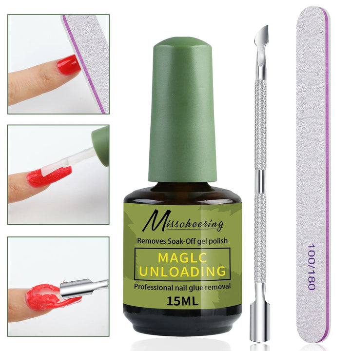 Misscheering 15ml Magic Fast Nail Gel Polish Remover Clean UV Soak Off Semi Permanent Varnish Nail Art Removal Tools Manicure