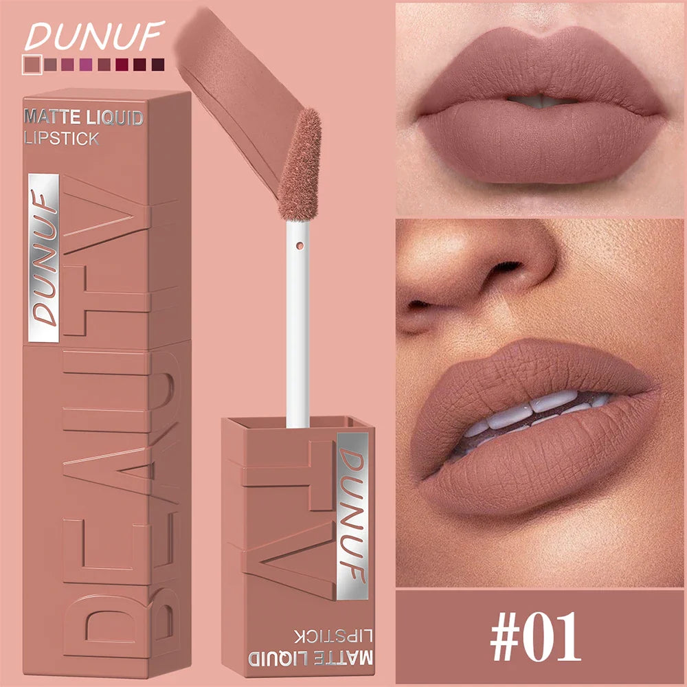 Matte Velvet Lipstick Lip Gloss Waterproof Smooth Long-Lasting Non-sticky Non-transfer Deep Red Nude Y2K Daily&amp;Party Makeup Gift