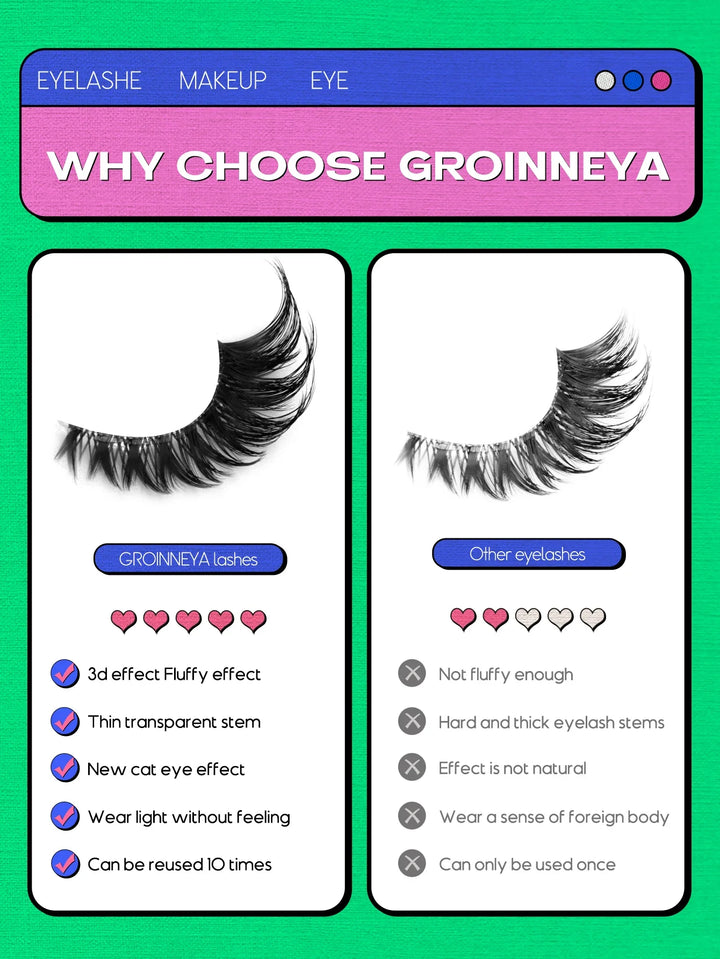 Veltrinay Fake Lashes Cat Eye Lashes Faux Mink Eyelashes Clear Band Lashes Natural Look Wispy Mink Eyelashes False Lashes Makeup