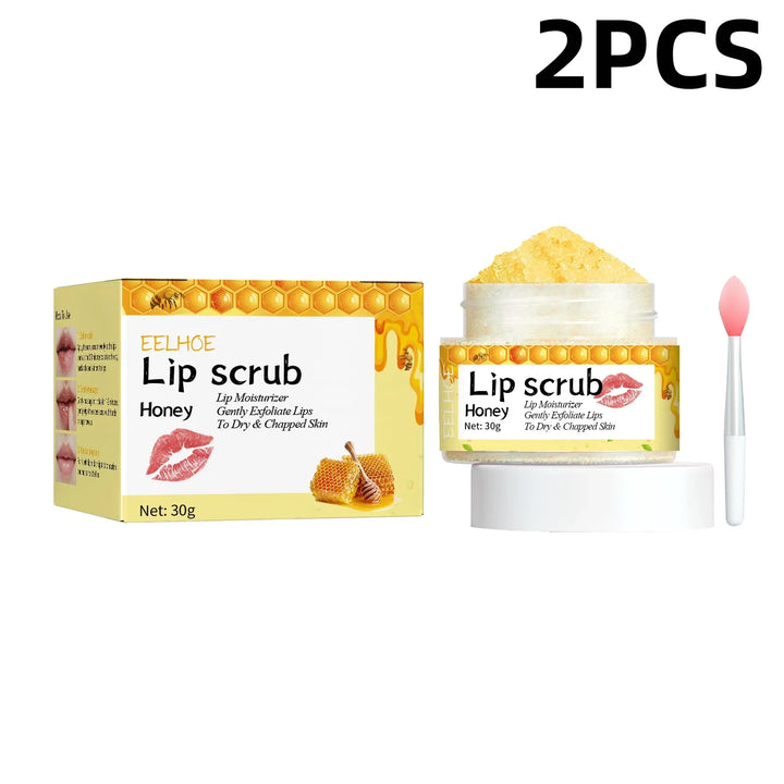 EELHOE Honey Lip Scrub Exfoliator for Dry Chapped Lips Nourishing Moisturizing Dead Skin Removal Plumping Line Care Treatment