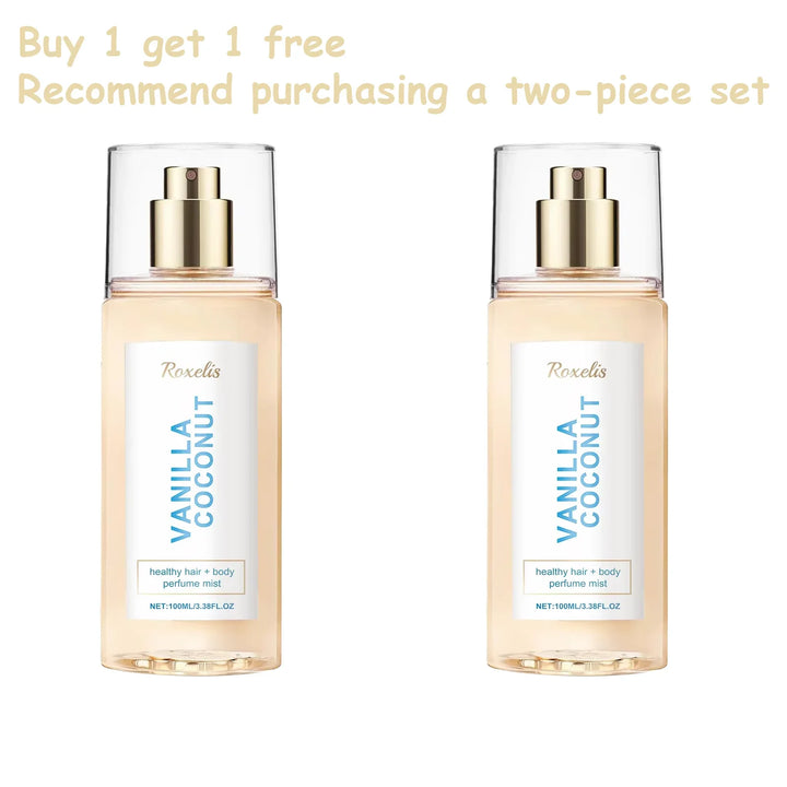Vanilla Coconut Body Hair Mist - Long Lasting Fresh Romantic Fragrance, Travel Size Portable Spray Women Men Daily &amp; Dating Use