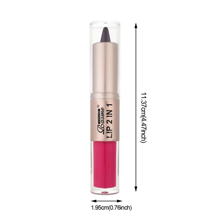 2-in-1 Lipstick &amp; Lip Gloss, Dual-End Design, Waterproof Long-Lasting Lip Liner, Moisturizing Glossy Finish for Plump Lips