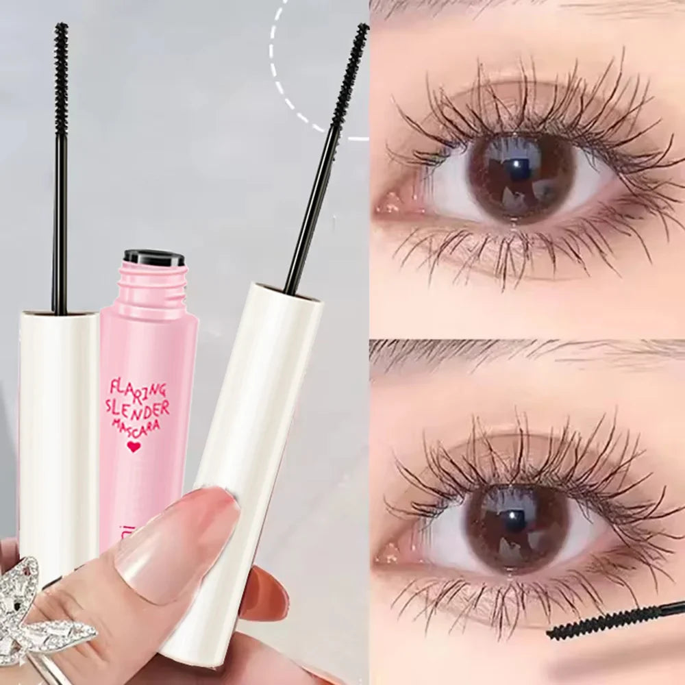 Silk Fiber Curling Mascara, Ultra-Fine Brush, Lengthening &amp; Volumizing, Waterproof, Smudge-Proof, Long-Lasting, Unisex, Eye Safe