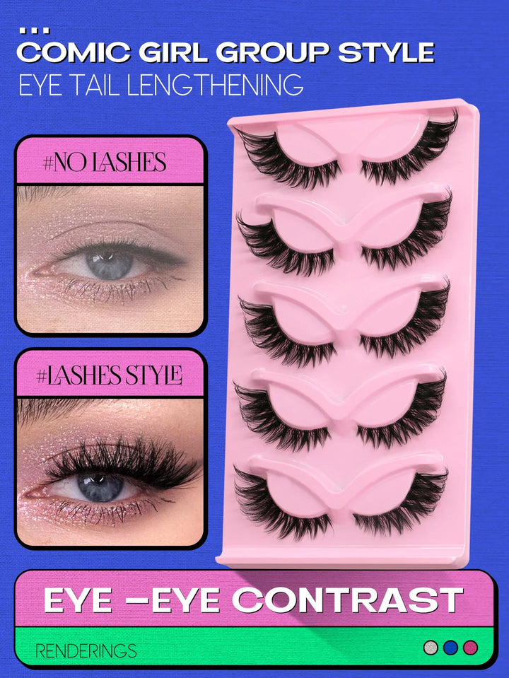 Veltrinay Fake Lashes Cat Eye Lashes Faux Mink Eyelashes Clear Band Lashes Natural Look Wispy Mink Eyelashes False Lashes Makeup