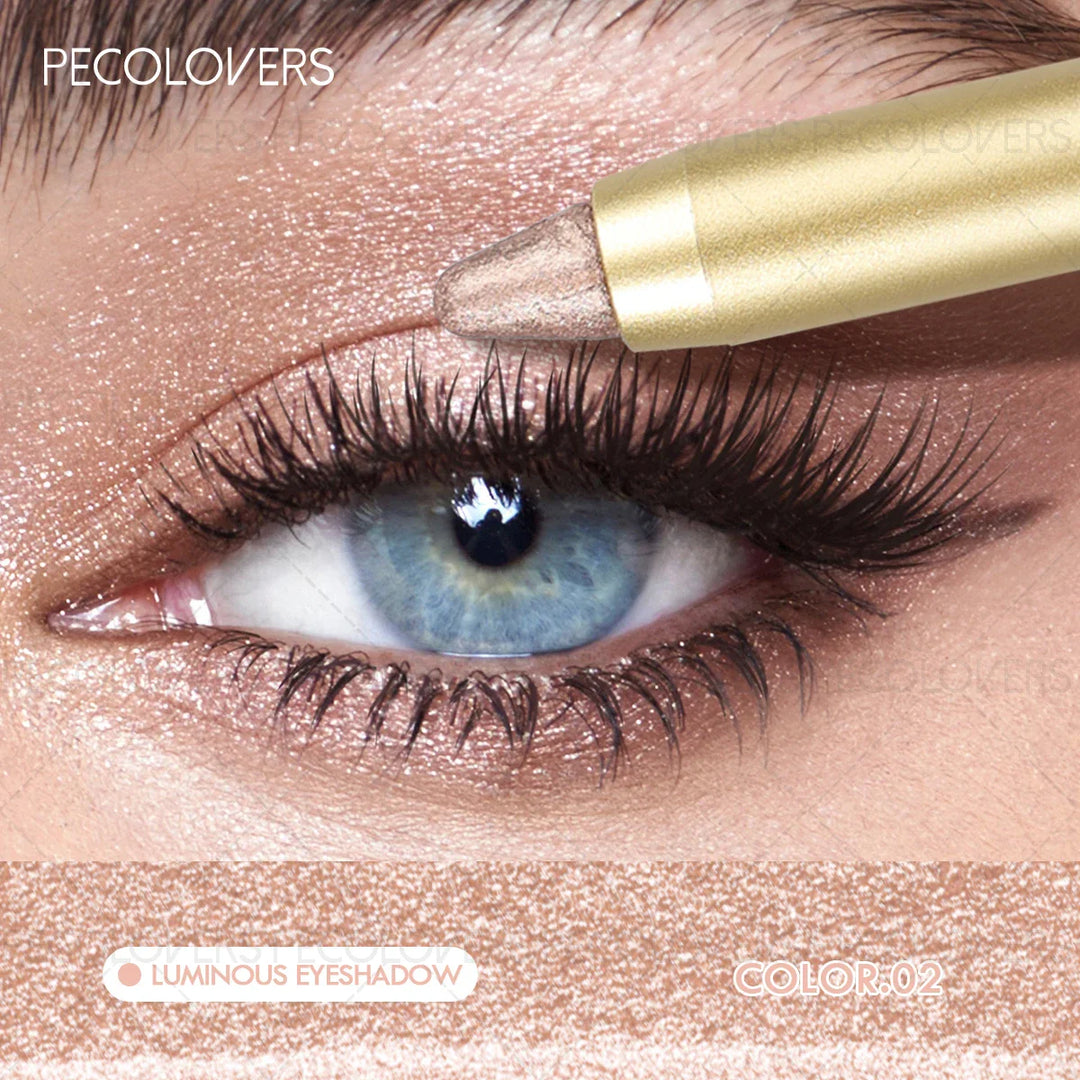 Smudge-Proof &amp; Waterproof Eyeshadow Stick,Dual-Ended Eye with Shadow Stick,Sponge Brush,Glitter &amp; Matte Finishes