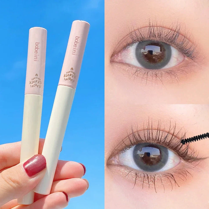 Silk Fiber Curling Mascara, Ultra-Fine Brush, Lengthening &amp; Volumizing, Waterproof, Smudge-Proof, Long-Lasting, Unisex, Eye Safe