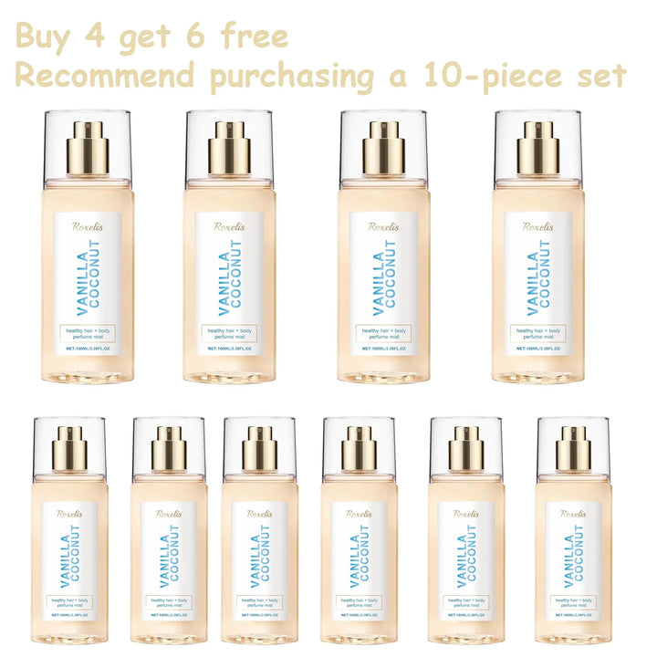 Vanilla Coconut Body Hair Mist - Long Lasting Fresh Romantic Fragrance, Travel Size Portable Spray Women Men Daily &amp; Dating Use