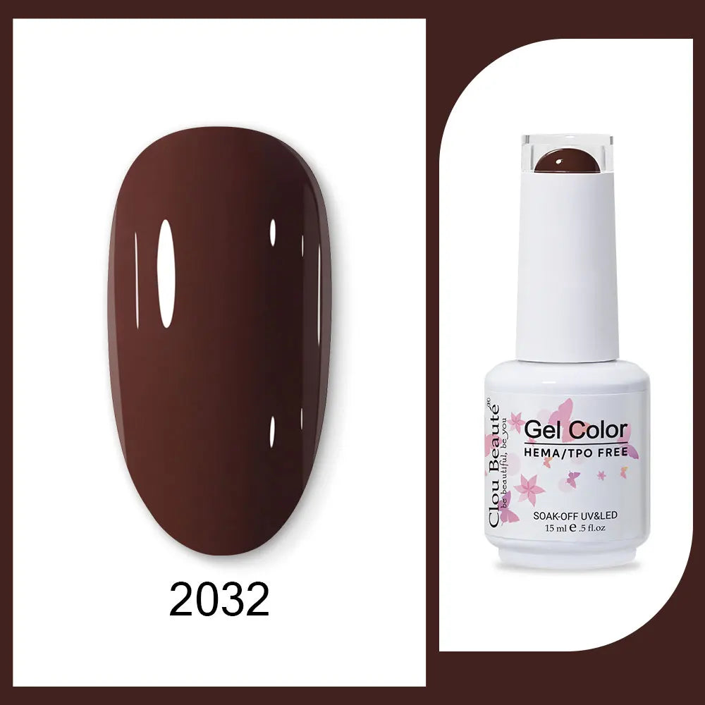 Clou Beaute 15ml Red Black White Green Neon Gel Nail Polish Base Top Coat Velvet Top 400 Colors Semi Permanent Gel Nail Varnish