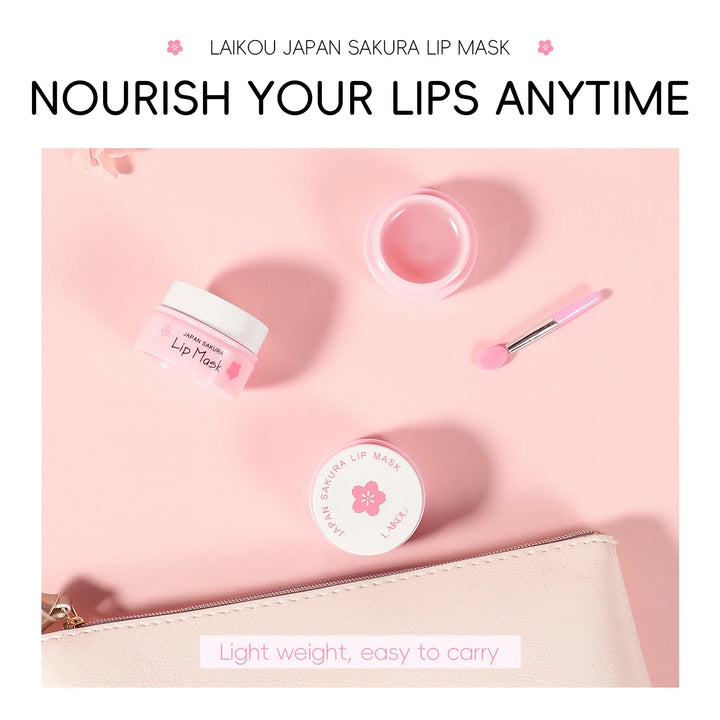 LAIKOU Sakura Lip Mask - Overnight Hydrating Lip Balm for Plump Lip Lines Beauty Care