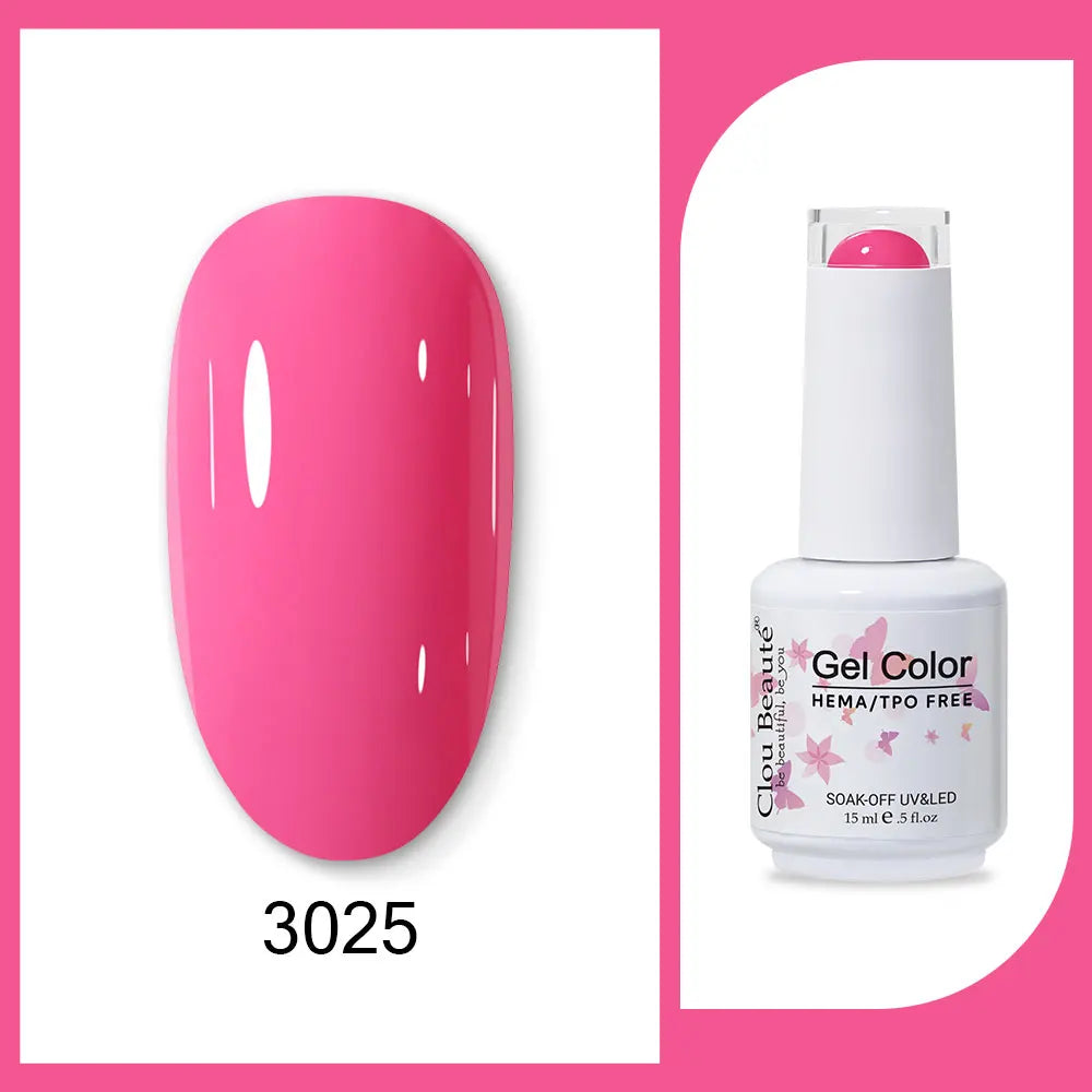 Clou Beaute 15ml Red Black White Green Neon Gel Nail Polish Base Top Coat Velvet Top 400 Colors Semi Permanent Gel Nail Varnish